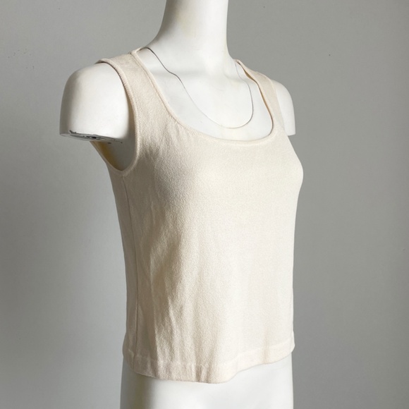 St John Knit Tank Top Shell Sleeveless Vanilla Off White Knit Size S - Picture 2 of 7
